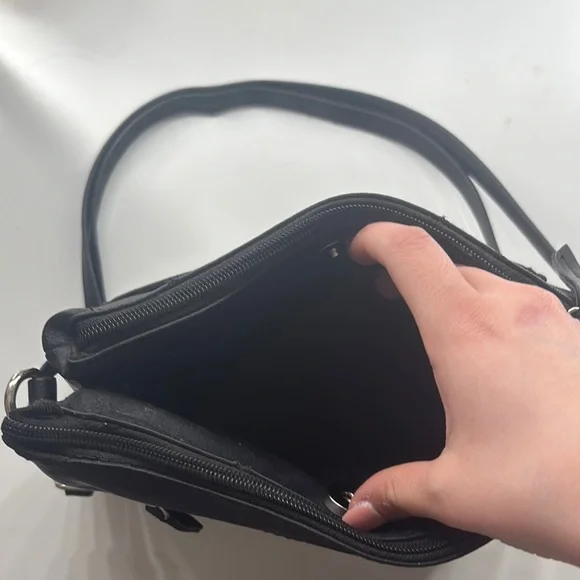 Black Leather Crossbody Bag - Picture 5 of 10